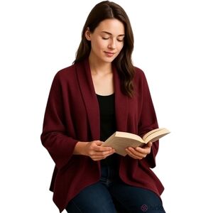 Calypso St. Barth Burgandy Cashmere Cardigan - Size Medium